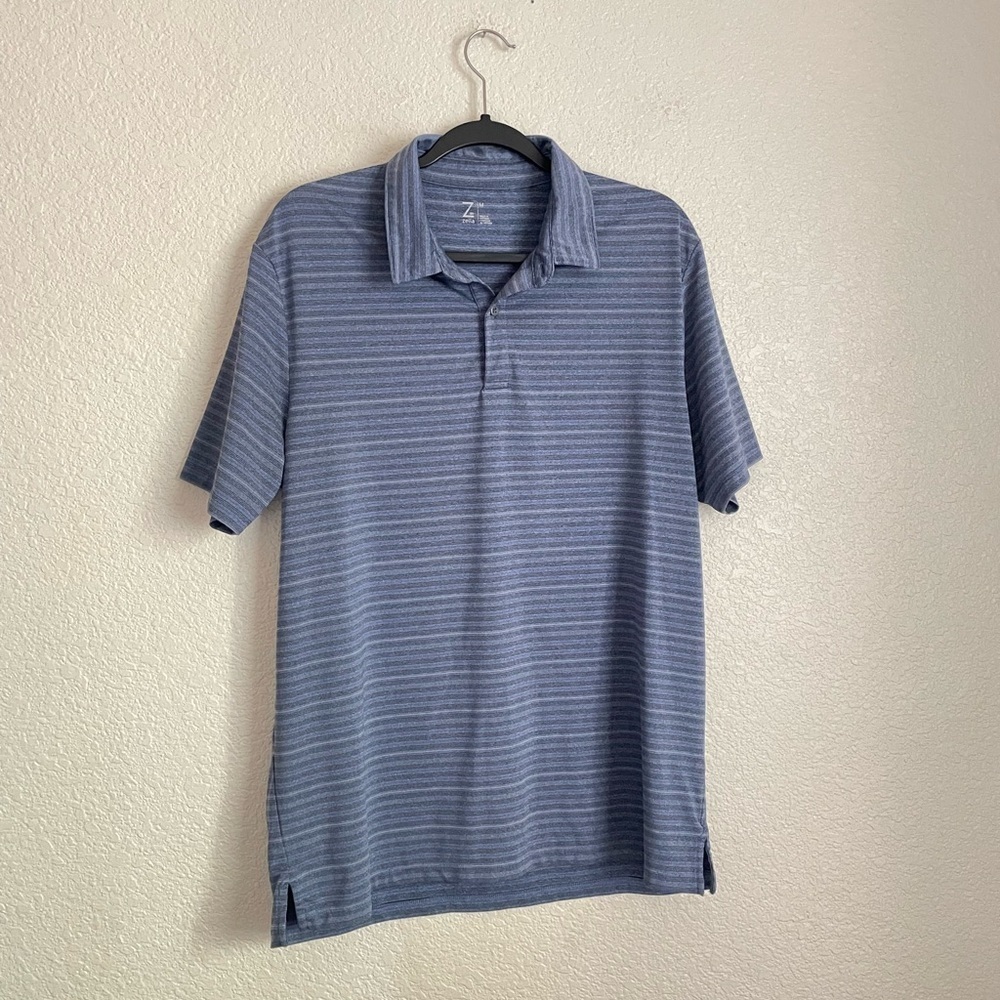 Z by Zella Men’s Striped Performance Court Polo Shirt M Blue - Picture 2 of 9